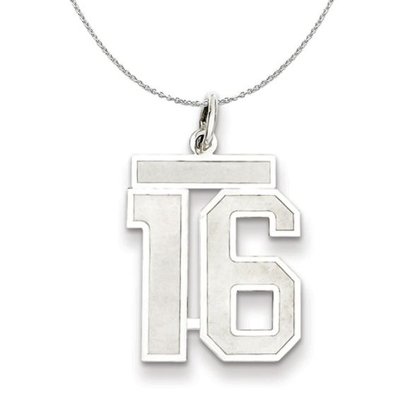 Sterling Silver, Jersey Collection, Medium Number 16 Necklace - 16 In - Picture 1 of 7